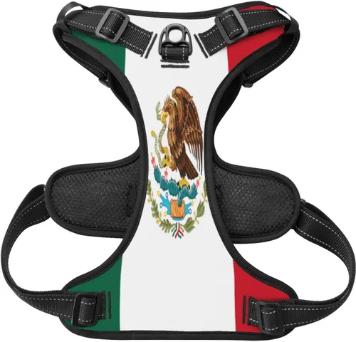 Miniatura 2 de Arnés de chaleco sin tirones de la bandera de México para perros pequeños, medianos y grandes, cachorros, mascotas, gatos, caminar al aire libre