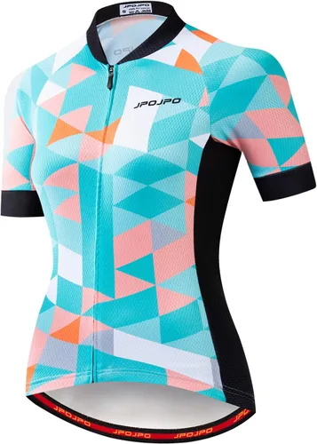 Miniatura 16 de Camiseta de ciclismo para mujer, manga corta y pantalones cortos de ciclismo acolchados para verano