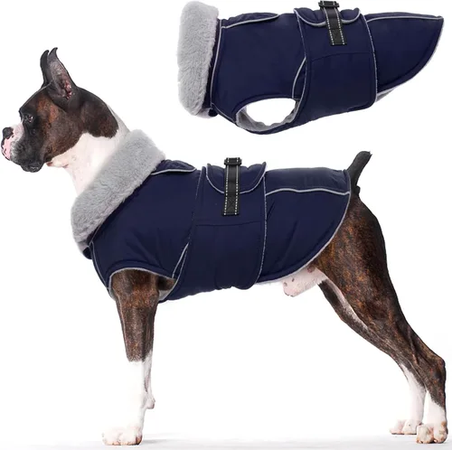 Miniatura 24 de Lelepet Abrigo cálido para perros – Chaleco reflectante impermeable de vellón con hebilla ajustable de gancho y bucle, chaqueta de invierno Rojo