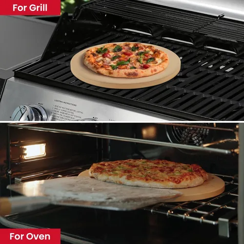 Miniatura 6 de UNICOOK - Piedra redonda para hornear pizza, 10", 12", 14", 15", 16", para horno y parrilla