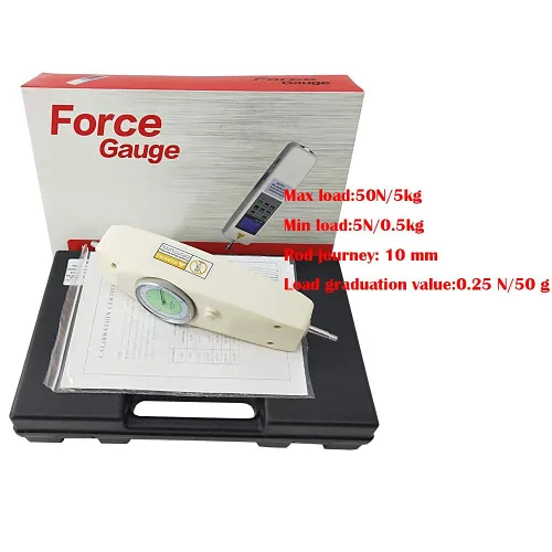 Miniatura 2 de Medidor de fuerza 50N Medidor de medidor de empuje Medidor dinamómetro analógico Probador de instrumentos de medición de fuerza NK-50 para industria