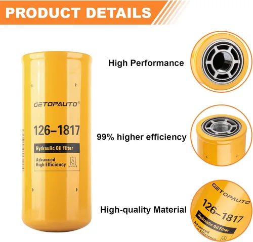 Miniatura 6 de GETOPAUTO 126-1817 465-6505 Elemento de filtro hidráulico compatible con Caterpillar 836G 836H 836K Compactor 416E 420D Retroexcavadora, reemplaza
