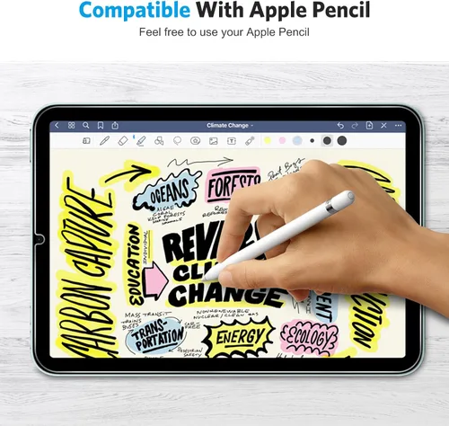 Miniatura 3 de OMOTON Paquete de 3 protectores de pantalla para iPad Mini 7/6 (7ª/6ª generación, 8.3 pulgadas), vidrio templado para iPad Mini A17 Pro 7ª