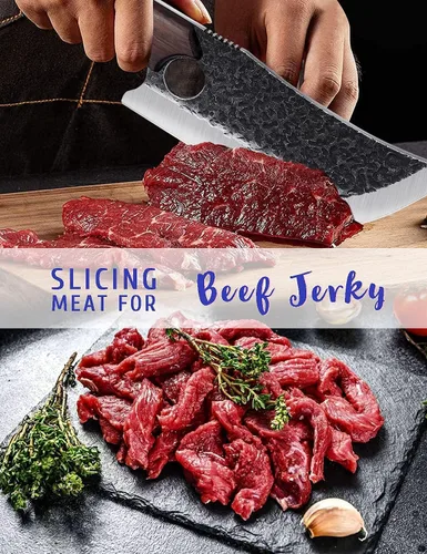 Miniatura 8 de DRGSKL Cuchillo Hendidor de Carne Forjado a Mano Cuchillos de Carnicero para Padres para Cortar Carne Cuchillo de Chef de Espiga Completa con Funda
