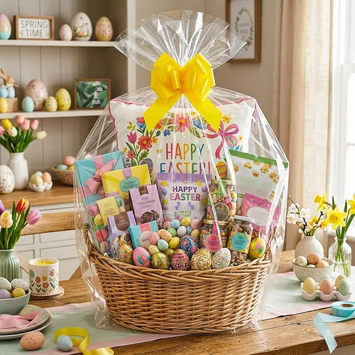 Miniatura 4 de Yotelab Bolsas de celofán extra grandes, 40 x 50 pulgadas, envoltura de celofán transparente para cestas de regalo, 10 bolsas enormes transparentes