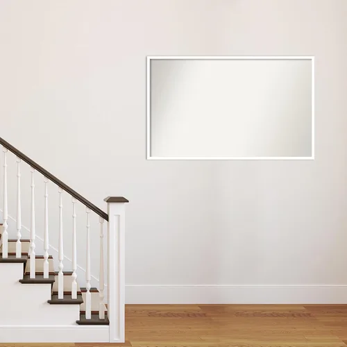 Miniatura 449 de Amanti Art Espejo de baño blanco para sobre el fregadero, 32 x 45 pulgadas, espejo de tocador rectangular blanco esbelto, marco de madera moderno
