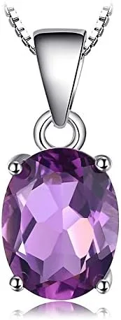 JewelryPalace Juego de collar con colgante solitario de piedra preciosa natural, granate, peridoto amatista, citrino, topacio azul, piedra natal,