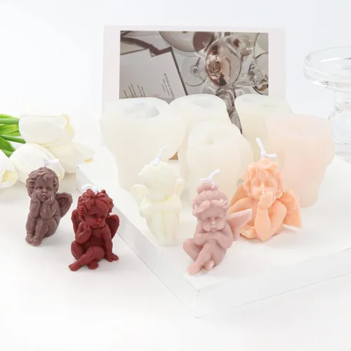 Miniatura 3 de Cestony 5 moldes de silicona para velas de ángel 3D para hacer velas, estatuas de resina de yeso y decoración del hogar