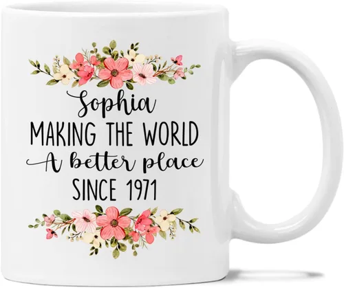 Miniatura 16 de Fifty & Fabulous - Taza de regalo para mujer/hombre, tazas personalizadas con nombre, regalos personalizados de 50 cumpleaños