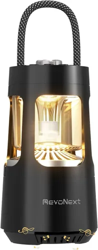 Revonext - Linterna de campamento con altavoz Bluetooth, altavoz inalámbrico impermeable para exteriores con luz ambiental de doble color, altavoz