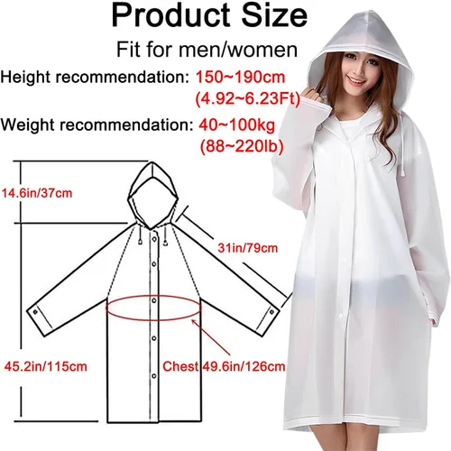 Miniatura 36 de Cosowe Ponchos de lluvia reutilizables para adultos, 2 piezas impermeables de emergencia para mujeres y hombres con capucha y cordón