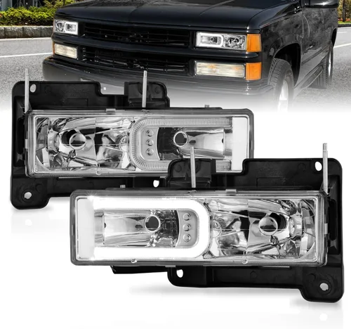 Miniatura 11 de AmeriLite - Juego de faros LED tipo C para Chevy C/K Tahoe Suburban SUV de tamaño completo, Blazer, GMC Yukon - Lado del pasajero y del conductor