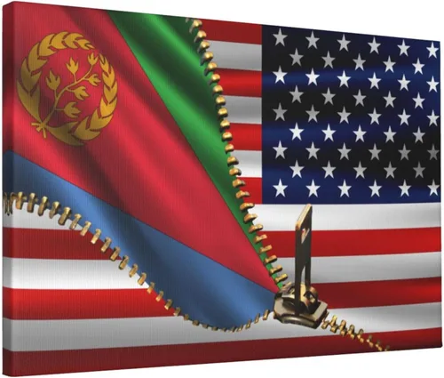 Wall Painting Decor Usa American And Eritrea Flag Canvas Wall Art Prints 12x18 Inch Frameless Wall Decor Poster For Living Room Bedroom Office