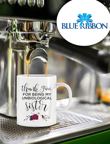 Miniatura 2 de BLUE RIBBON Taza del Día de las Hermanas, con texto en inglés "Thank You FOR BEING MY UNBIOLOGICAL Sister", divertida taza de café en caja de regalo