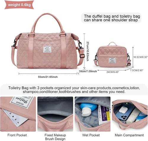 Miniatura 2 de Bolsas de viaje para mujer, bolso de mano para fin de semana para mujer, A-3-pink Con Neceser