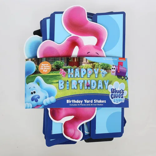 Miniatura 5 de Carteles de feliz cumpleaños de Blue's Clues con estacas de metal, letras de 16