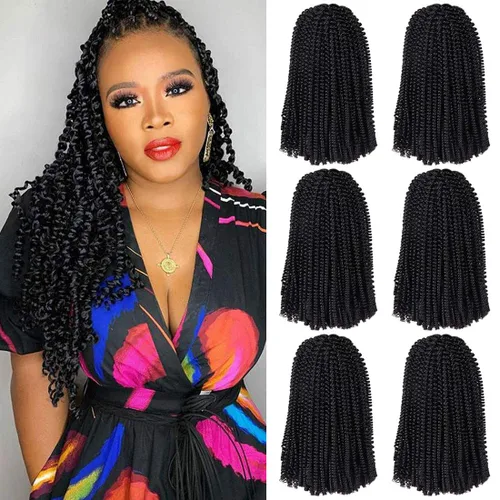 Miniatura 53 de Paquete de 2 cabello para trenzas en espiral de 8 pulgadas, cabello Spring Twist para rastas falsas, rastas de mariposa, cabello para trenzas, fibra