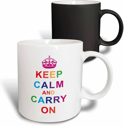 Miniatura 9 de 3dRose (mug_123120_4) Keep calm and continue on. Arcoíris - Taza negra de dos tonos, 11 oz