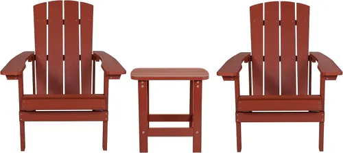 Miniatura 16 de Flash Furniture Sawyer Commercial Adirondack Style - Juego de patio, poliresina negra, resistente a la intemperie