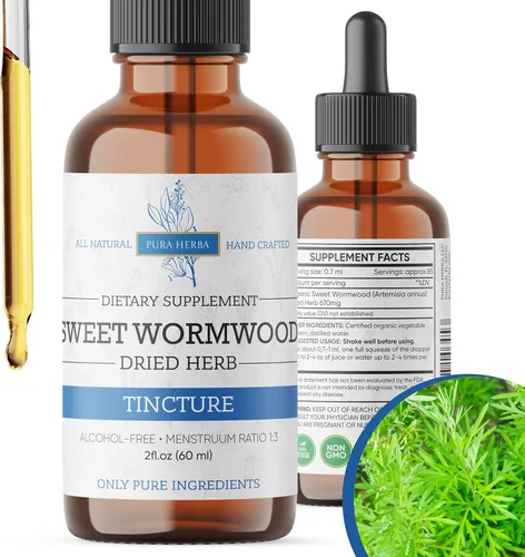 Miniatura 10 de Pura Herba Tintura de hierbas de ajenjo y nogal negro Vegana, sin OMG, sin gluten, sin alcohol 2 oz de tintura orgánica a base de hierbas