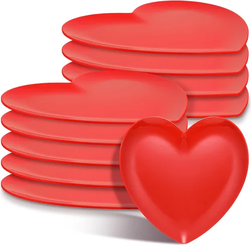 Miniatura 8 de FillTouch 4 platos de melamina en forma de corazón de 9.5 pulgadas, platos llanos de corazón para San Valentín, cumpleaños, despedidas de soltera