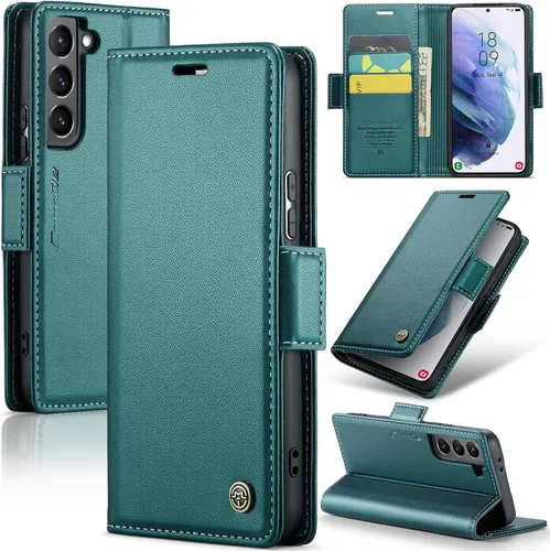Miniatura 11 de Funda tipo cartera compatible con Samsung Galaxy S21 con tarjetero de bloqueo RFID, funda de piel con función atril para Samsung Galaxy S21 de 6.2