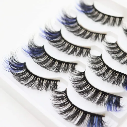 Miniatura 2 de DAODER Pestañas postizas de colores, pestañas postizas esponjosas con color azul, de 0.55 a 0.63 pulgadas, rizo C medio, volumen completo, pestañas