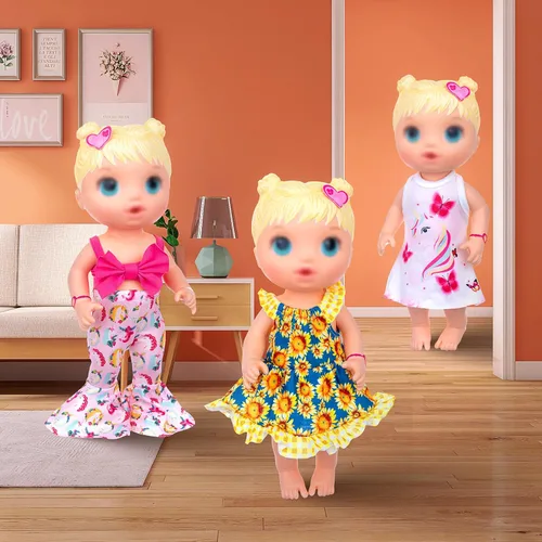 Miniatura 2 de ECORELF 10 piezas de ropa y accesorios para muñecas de bebé, incluyendo vestidos, camisetas, pantalones, mono, pantalones de campana para niños