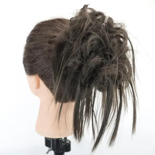 Miniatura 17 de IMISSU 2 piezas de moño de cabello desordenado, extensión de coleteros falsos, ondulados, rizados, para mujeres y niñas (2 unidades rubio ceniza)