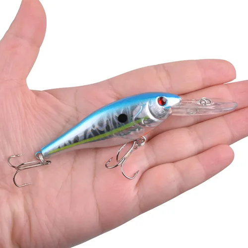 Miniatura 4 de Crankbait Minnow - Señuelos de pesca, 10 señuelos de agua superior con anzuelos agudos, cebos duros Swimbaits 3D ojos de pesca realistas cebo