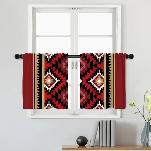 Miniatura 162 de Batmerry Silueta de hombre y niño, marco en forma de corazón con figuras, tratamiento de ventana, cortina corta de cocina multicapa de poliéster