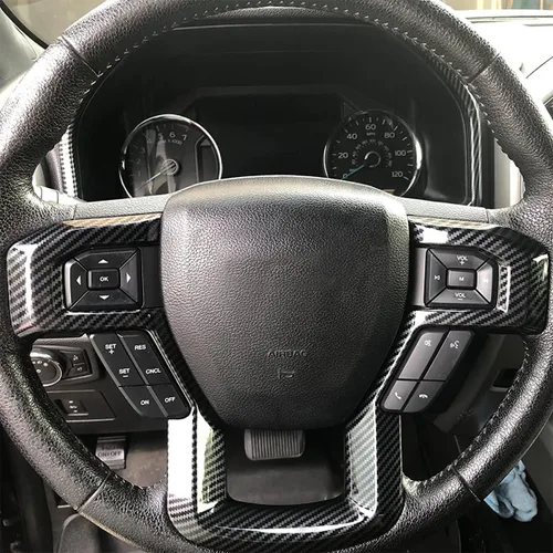 Miniatura 2 de Keptrim Funda para volante de fibra de carbono ABS F-150 para Ford F150 2015 2016 2017 2018 2019 2020 Ford F150, para 2017-2022 F250 F350, para Ford