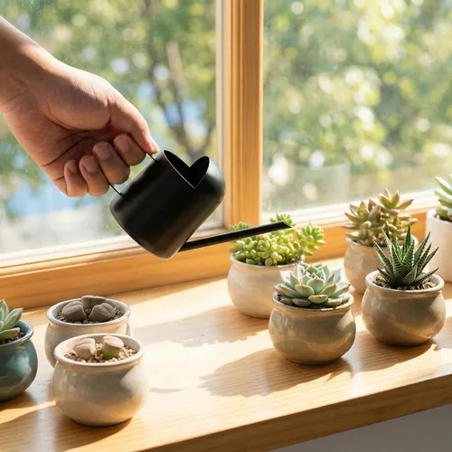 Miniatura 4 de IMEEA Mini regadera para plantas de interior de acero inoxidable pequeña regadera de 11 oz/10.1 fl oz