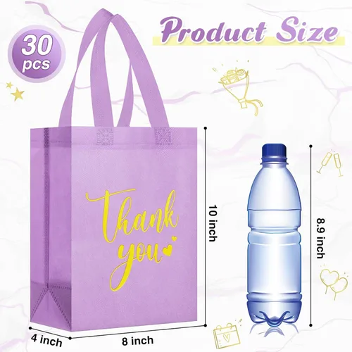 Miniatura 3 de Sweetude 30 Bolsas de Regalo de Agradecimiento con Asas a Granel Bolsa de Dulces Reutilizable No Tejida Plegable Bolso de Mano para Regalos