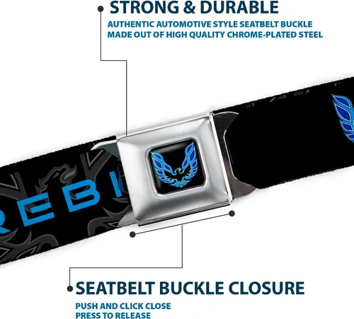 Miniatura 6 de Buckle-Down Cinturón de seguridad Pontiac FIREBIRDLogo NegroGrisesAzules - 1.0" Ancho - 20-36 pulgadas de largo