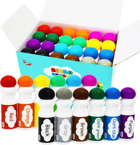 Yuanhe Bingo Daubers - Marcadores de puntos - Dotters de pintura para niños pequeños y niños, suministro de arte, juego de 24 unidades (12 colores)