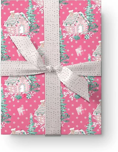 Miniatura 6 de Hermoso papel de regalo para casa de bastones de caramelo, rosa oscuro, rosa, grueso, papel de regalo de Navidad, turquesa, decoración navideña