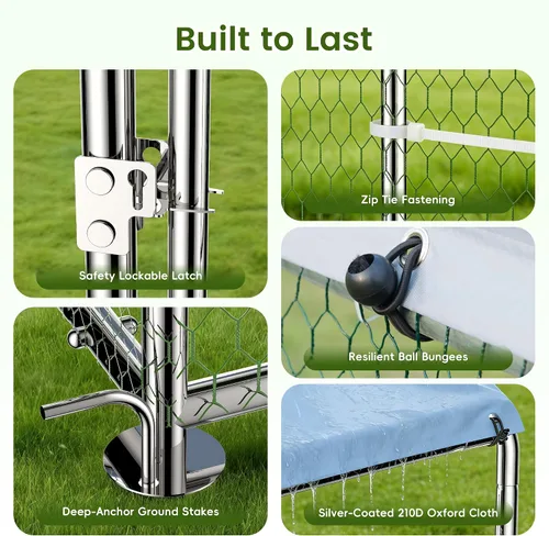Miniatura 2 de Gallinero de Metal para Exteriores, Jaula Grande Transitable para Aves de Corral, Corral para Pollos en Forma de Aguja con Cubierta Impermeable