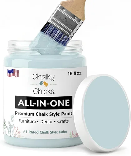 Miniatura 114 de Chalky Chicks - Pintura mate a la tiza, no requiere lijado, 4 onzas líquidas, color gris oscuro (Gun Metal Gray), para muebles, pintura sin Gris