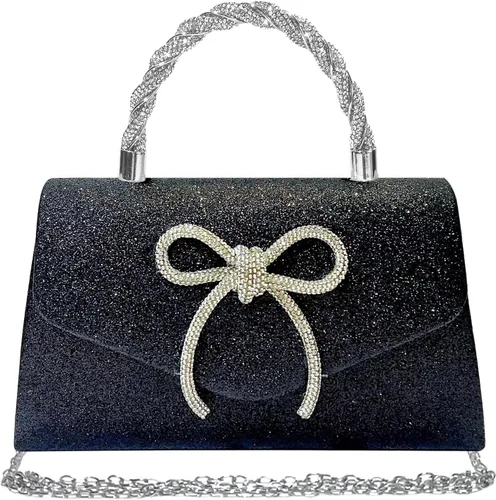Bolso de noche para mujer, con lazo brillante, para boda, con diamantes de imitación, bolsos elegantes para fiestas, bailes de graduación