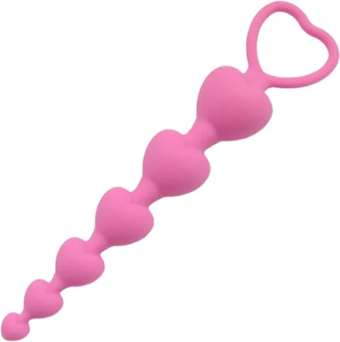 Miniatura 10 de Perlas de corazón Enchufe anal suave Juguetes de ano Bolas grandes de silicona estimulantes del punto G Tapones para los glúteos Sexo para adultos