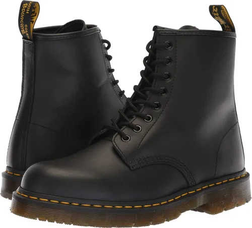 Dr. Martens Botas de trabajo unisex 1460 Originals de 8 ojos, puntera suave, antideslizantes, 6 pulgadas, Grano completo industrial negro.