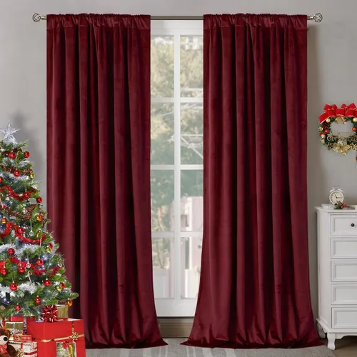 Miniatura 2 de BGment Cortinas de terciopelo rosa polvoriento, 2 paneles de 84 pulgadas, 2 paneles para sala de estar, aislamiento térmico de lujo, reducen