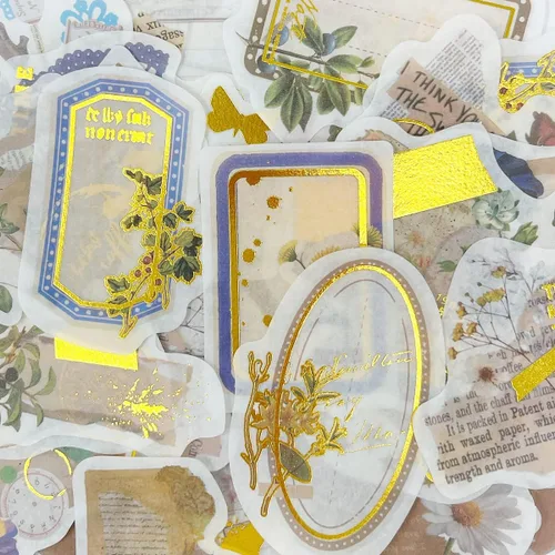 Miniatura 4 de allydrew Calcomanías decorativas para álbumes de recortes, manualidades para papelería, diario, fabricación de tarjetas (60 unidades), lámina dorada