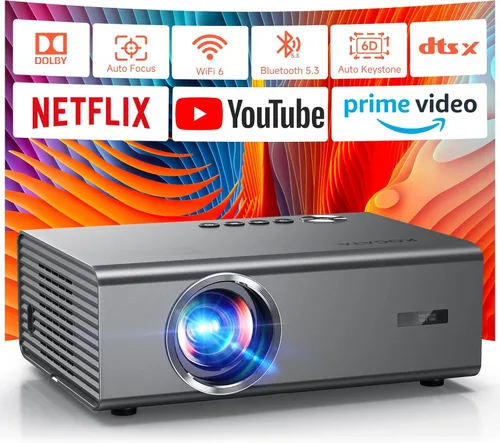 Proyector 4K con aplicaciones integradas, enfoque automático de 1500 ANSI y 6D Keystone Dolby Audio Kogata Proyector inteligente con WiFi 6