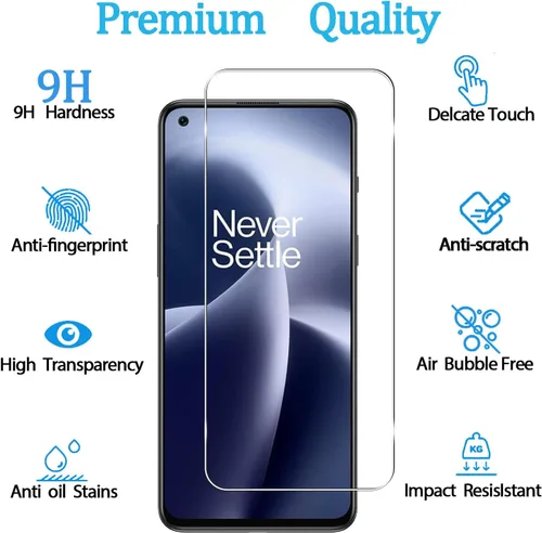 Miniatura 2 de [Paquete de 3+3] Protector de pantalla y protector de lente de cámara para OnePlus Nord 2T 5G, protector de pantalla de vidrio templado antiarañazos
