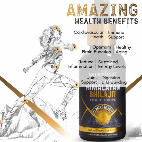 Miniatura 4 de NutroTonic - Gotas líquidas auténticas de Shilajit del Himalaya - Shilajit para hombres y mujeres - 60 días secado al sol - Grado oro raro A+