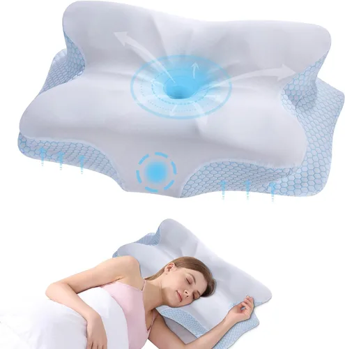 Almohada cervical para el cuello, almohada de espuma viscoelástica para apoyo y alivio del dolor, almohada ergonómica de contorno para dormir de
