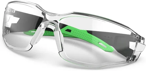 Miniatura 2 de DILANCO Anteojos de seguridad transparentes ANSI Z87, almohadilla ajustable para la nariz, antivaho y arañazos con empuñaduras de goma Negro Verde