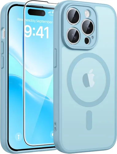 Miniatura 31 de FNTCASE Funda para iPhone 13 Pro: Fundas magnéticas translúcidas mate delgadas con protector de pantalla de vidrio templado